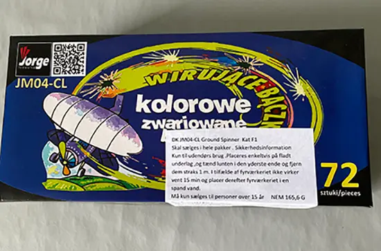 Photo from the official notice: JORGE Fireworks Kolorowe Zwariowane — burns risk