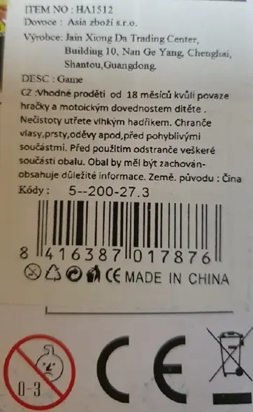 Foto dell’avviso ufficiale: Dětská hra Brick Game 9999 Giocattolo a batteria — rischio: Ambiente