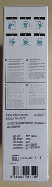 Foto uit de officiële melding: Famex FFP2 Famex - Modell Fago S 101 (nb 2841) Het masker van het deeltjefilter — risico: Gezondheidsrisico/overige