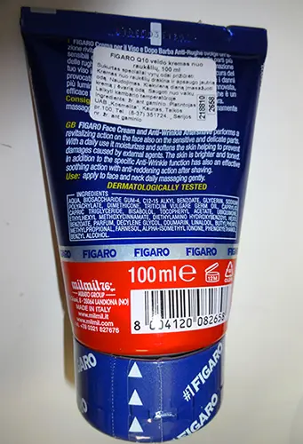 Foto do aviso oficial: FIGARO FACE CREAM AFTER SHAVE ANTI WRINKLE Q10 Creme de rosto — risco: Químico