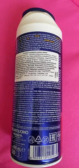 Foto do aviso oficial: FIGARO FIGARO Shaving Foam Regular Shave Classic Espuma de barbear — risco: Químico