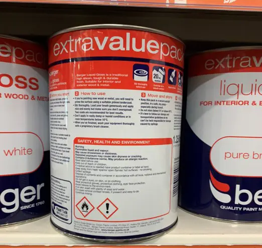Foto dell’avviso ufficiale: Berger Berger Gloss Paint Vernice — rischio: Rischio chimico