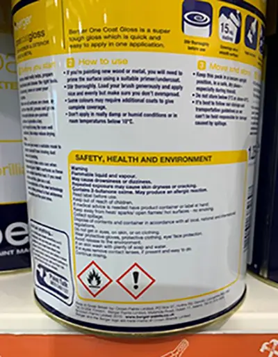 Foto dell’avviso ufficiale: Berger Berger Gloss Paint Vernice — rischio: Rischio chimico