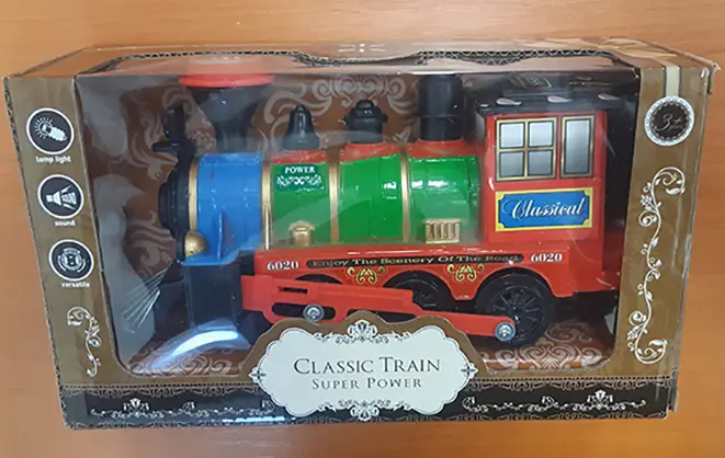 Foto dell’avviso ufficiale: Classic Train Super Power Giocattolo a batteria — rischio: Ambiente