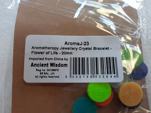 Photo from the official notice: JEWELLERY Aromatherapy Jewellery Crystal Bracelet  Flower of Life 20 mm – AromaJ - 23 — chemical risk