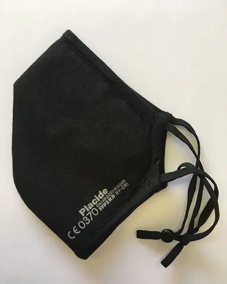 Photo from the official notice: Placide FFP2 R D Wiederverwendbare Maske mit Nano-Technologie particle filter mask — health risk