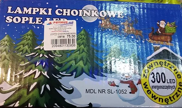 Photo de l’avis officiel: Lampki choinkowe sople LED Chaînes d’éclairage — risque: Choc électrique