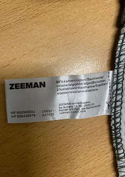 Foto do aviso oficial: Zeeman Calças para crianças — risco: Ferimentos (A12/01205/22)