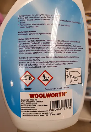 Foto do aviso oficial: Fresh&amp;Dry, Woolworth Textilerfrischer Sommerblumen Refresco de têxteis — risco: Químico