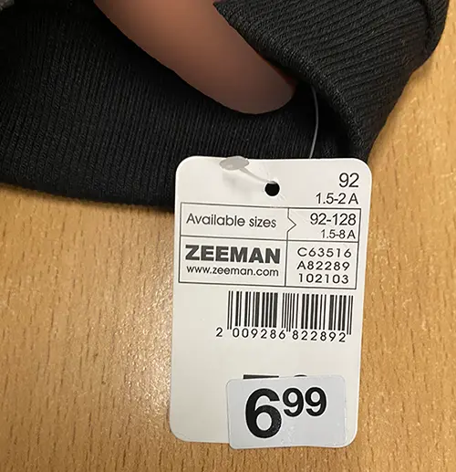 Foto dell’avviso ufficiale: Zeeman Pantaloni per bambini — rischio: Lesioni (A12/01206/22)