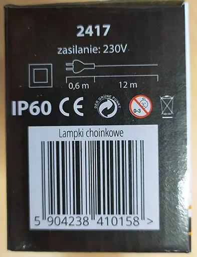 Foto do aviso oficial: VERGIONIC Lampki choinkowe Corrente de iluminação — risco: Queimaduras & Choque elétrico