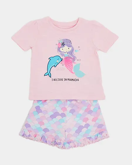 Photo from the official notice: Dunnes Stores Mermaid, Digger, Dino and Unicorn Short-Sleeved Pyjama Set children's pyjamas — choking risk