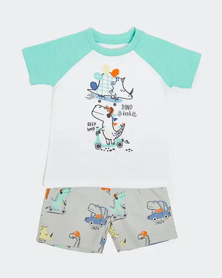 Photo from the official notice: Dunnes Stores Mermaid, Digger, Dino and Unicorn Short-Sleeved Pyjama Set children's pyjamas — choking risk