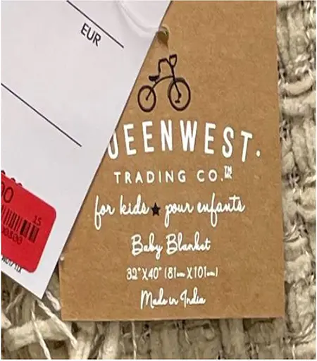 Photo de l’avis officiel: Queen West Trading Co. Couverture bébé — risque: Étouffement & Coincement