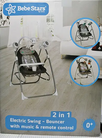 Foto aus der offiziellen Meldung: BEBE STARS 2 IN 1 ELECTRIC SWING - BOUNCER WITH MUSIC &amp; REMOTE CONTROL Baby Schaukel — Risiko: Verletzungen