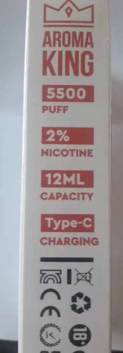 Photo de l’avis officiel: Aroma King Aroma King AK5500 Cigarette électronique jetable — risque: Risque chimique