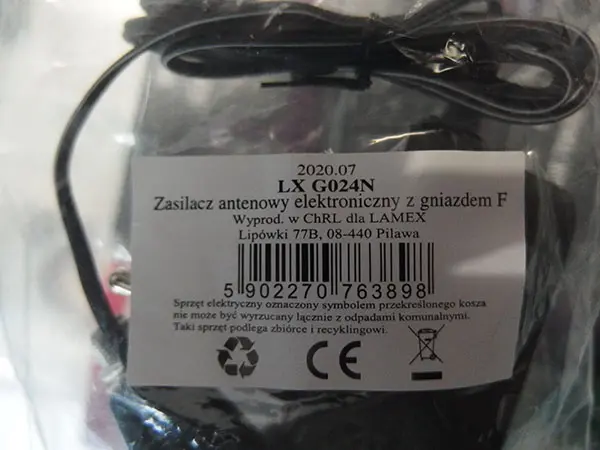 Foto aus der offiziellen Meldung: LAMEX Zasilacz antenowy elektroniczny z gniazdem F Stromversorgung — Risiko: Umwelt