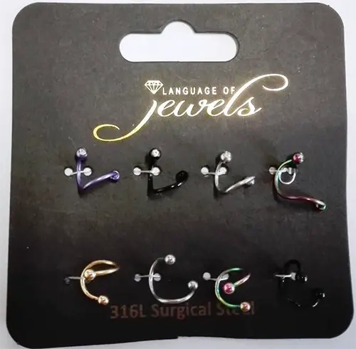 Foto dell’avviso ufficiale: Language of Jewels 316L Surgical Steel Set di piercing — rischio: Rischio chimico