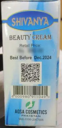Photo de l’avis officiel: Shivanya Beauty Cream Crème de blanchiment de la peau — risque: Risque chimique
