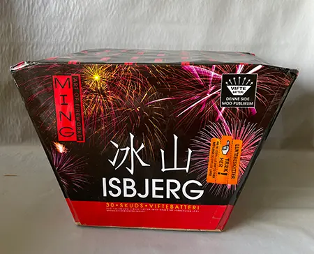 Foto del aviso oficial: MING - Art of Fireworks Isbjerg 30 Skuds Viftebatteri Fuegos artificiales — riesgo: Quemaduras & Incendio