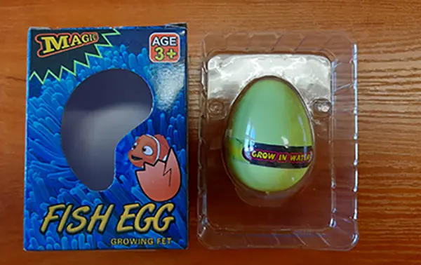 Foto dell’avviso ufficiale: CLOWN POLSKA Fish Egg Growing Pet Giocattolo espandibile — rischio: Ostruzione delle vie aeree