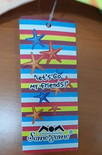 Foto aus der offiziellen Meldung: Same game - Let’s go my friends Badeanzug für Kinder — Risiko: Strangulierung