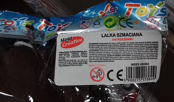 Photo from the official notice: Mega Creative Lalka szmaciana soft toy — choking & suffocation risk