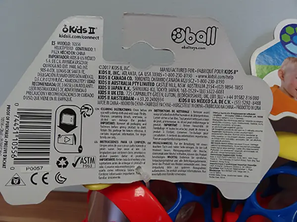 Foto do aviso oficial: OBALL O-COPTER Brinquedo de chocalho — risco: Engasgamento