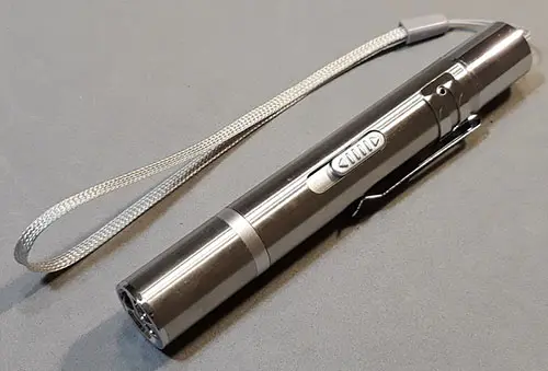 Photo from the official notice: PUTEKCO LED TRAINING POINTER laser pointer — damage to sight risk