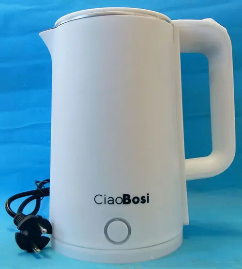 Foto do aviso oficial: CiaoBosi BOLLITORE ELETTRICO Chaleira elétrica — risco: Choque elétrico (A12/01385/22)