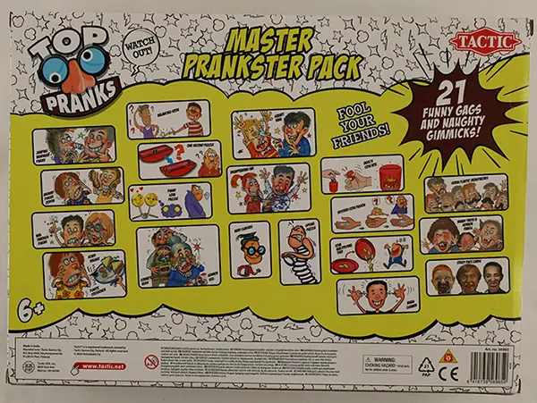 Foto uit de officiële melding: Tactic Top Pranks - Master Prankster Pack Pranking speelgoed set — risico: Chemische risico's