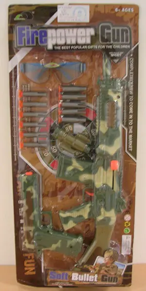 Photo from the official notice: Kaimingda Firepower gun toy gun set — choking & injuries risk