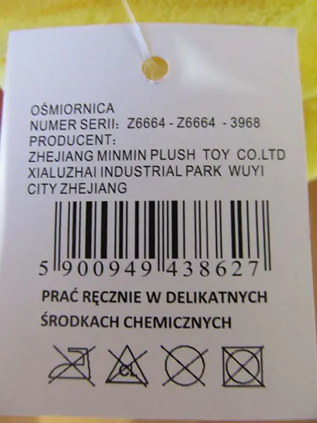 Photo de l’avis officiel: GAZELOtoys Osmiornica Jouet doux — risque: Étouffement