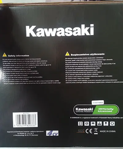 Photo de l’avis officiel: Kawasaki Scooter auto-équilibrage (hoverboard) — risque: Choc électrique & Incendie