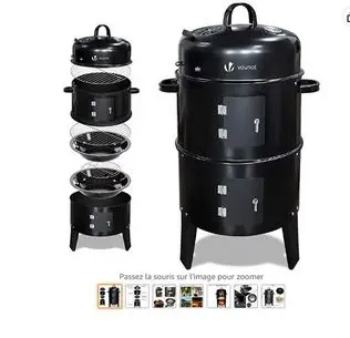 Foto aus der offiziellen Meldung: VOUNOT Grill Barbecue et Fumoir Grillraucher — Risiko: Verbrennungen & Feuer