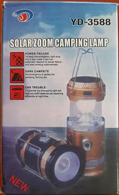 Foto do aviso oficial: CAMPING LAMP SOLAR ZOOM Lâmpada de acampamento — risco: Choque elétrico