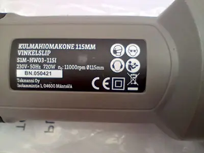 Photo de l’avis officiel: Brücke Angle grinder Broyeur d’angle — risque: Choc électrique