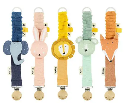 Photo from the official notice: Trixie Attache sucette Mrs Rabbit/ Mr Fox/Mrs Elephant/ Mr Lion/Mr Polar soother holder — choking & strangulation risk