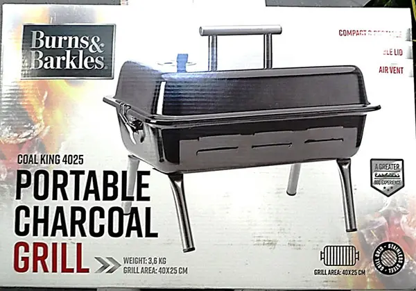 Foto uit de officiële melding: Burns&amp;Barkles Portable Charcoal Grill Draagbare houtskoolgrill — risico: Brandwonden