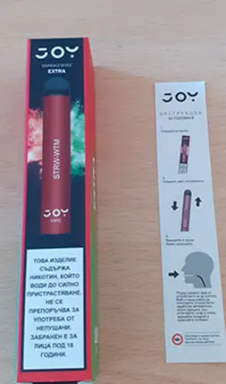 Photo de l’avis officiel: JOY JOY Disposable device EXTRA Cigarette électronique jetable — risque: Risque chimique