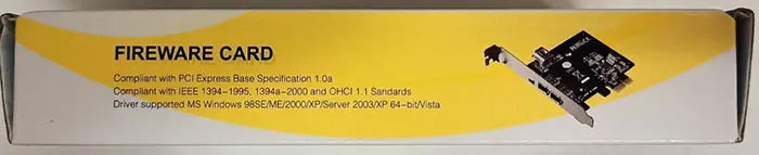 Foto uit de officiële melding: FireWire FIREWARE CARD Perifere component interconnect (PCI) kaart — risico: Milieu