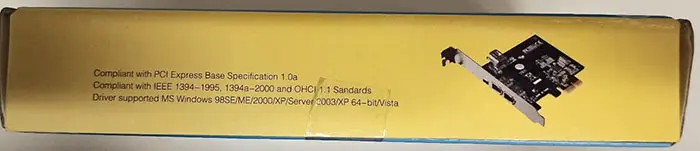 Foto uit de officiële melding: FireWire FIREWARE CARD Perifere component interconnect (PCI) kaart — risico: Milieu