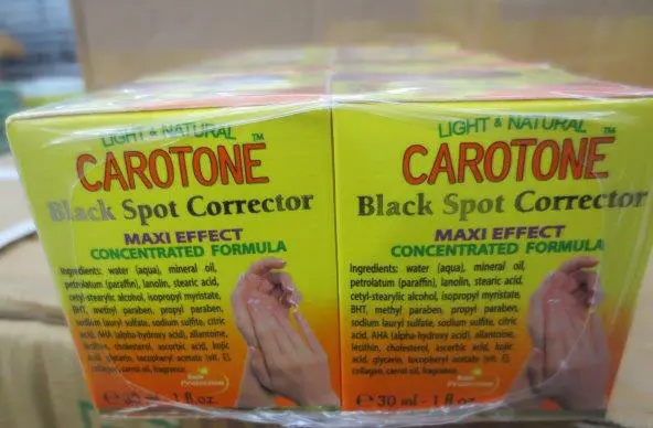 Foto aus der offiziellen Meldung: Light and natural Carotone Black spot corrector Haut-Bleaching-Creme — Risiko: Chemikalie