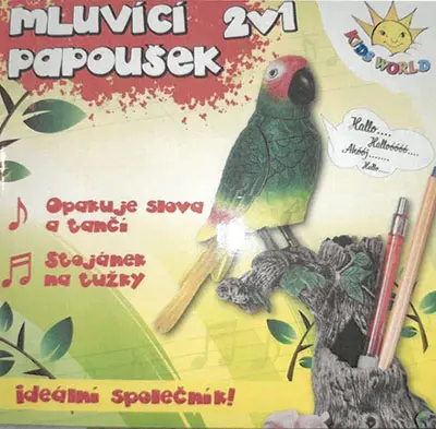 Foto dell’avviso ufficiale: Kids World Mluvící papoušek Giocattolo a batteria — rischio: Ambiente