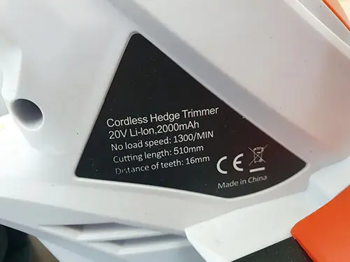 Photo from the official notice: East hedge trimmer — burns & fire risk