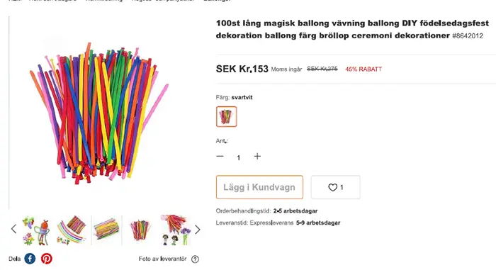 Photo de l’avis officiel: Lång ballong Ballons — risque: Risque chimique
