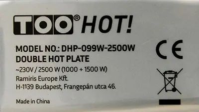 Foto dell’avviso ufficiale: TOO HOT DOUBLE HOT PLATE / ELEKTROMOS DUPLA FŐZŐLAP Piastra calda — rischio: Scossa elettrica