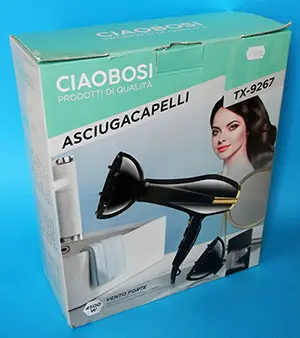 Photo de l’avis officiel: CiaoBosi ASCIUGACAPELLI Sèche-cheveux — risque: Brûlures & Choc électrique