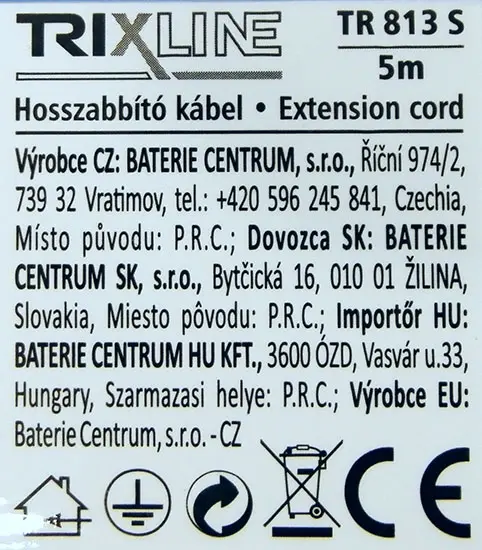 Foto do aviso oficial: TRIXLINE Hosszabbító kábel Chumbo de extensão — risco: Queimaduras & Incêndio (A11/00139/22)