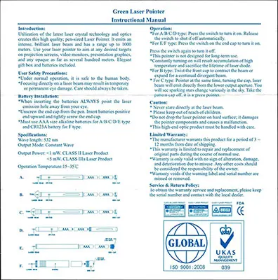 Foto aus der offiziellen Meldung: "LASER POINTER" Laserpointer — Risiko: Sehschaden